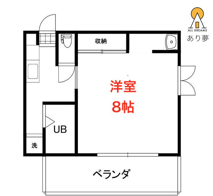 ヒルサイドつづら坂(1K/1階)の間取り写真