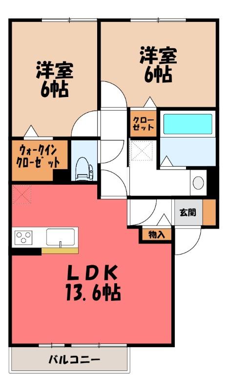 TT GRACE(2LDK/2階)の間取り写真