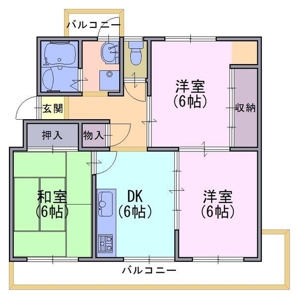 円明寺ヶ丘団地M棟404号(3DK/4階)の間取り写真