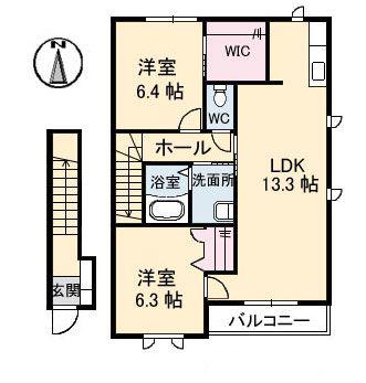 グランドメゾン片島 C棟(2LDK/2階)の間取り写真