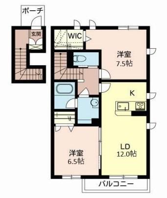 シャーメゾンしらとり(2LDK/2階)の間取り写真
