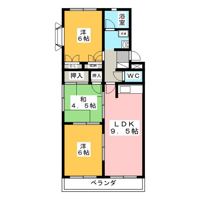 コーポ姫(3LDK/1階)の間取り写真