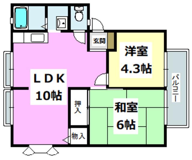 サンビレッジ岸辺A棟(2LDK/1階)の間取り写真