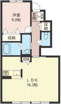 ヴィヴレ本一色(1LDK/1階)の間取り写真
