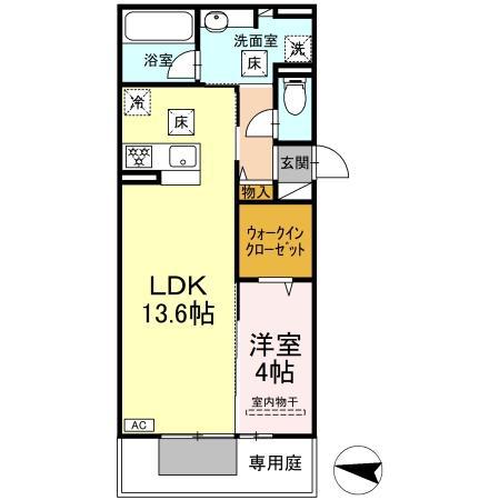 HABITAT YOSHINO(1LDK/1階)の間取り写真