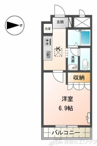 エスポアール(1K/1階)の間取り写真