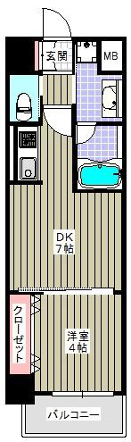 SK大阪天満宮プライマリーワン(1DK/7階)の間取り写真