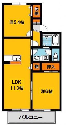 セジュール松本A棟(2LDK/1階)の間取り写真