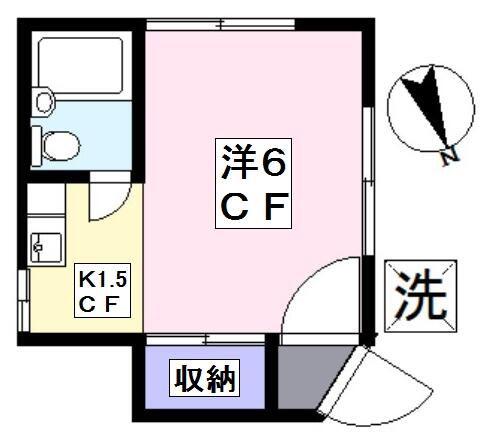 ポピーハウス(ワンルーム/1階)の間取り写真