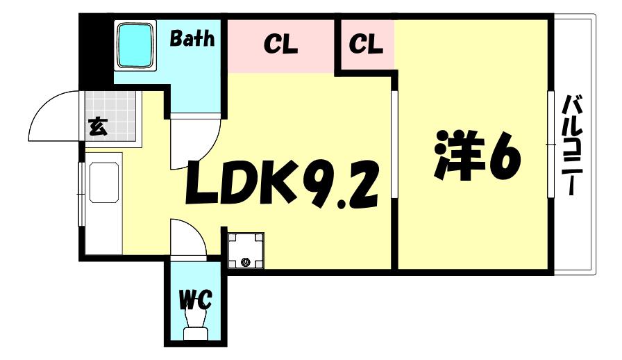 三宮アソシア(1LDK/4階)の間取り写真