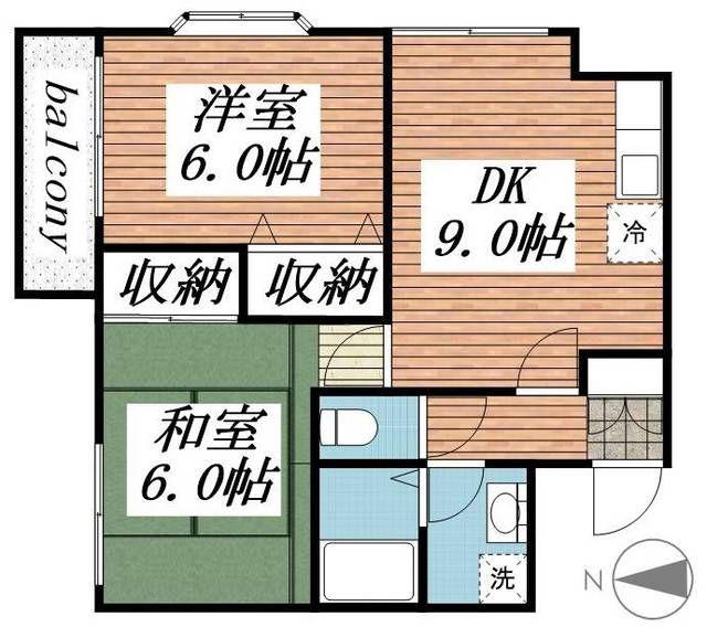 アルカディア EZ(2DK/2階)の間取り写真