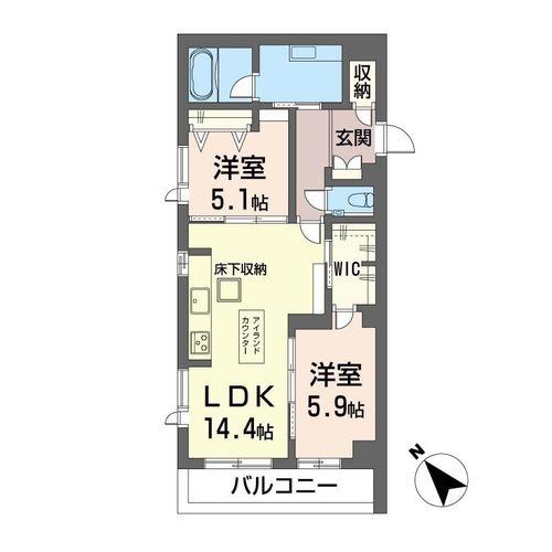 アンビシア大原(2LDK/1階)の間取り写真