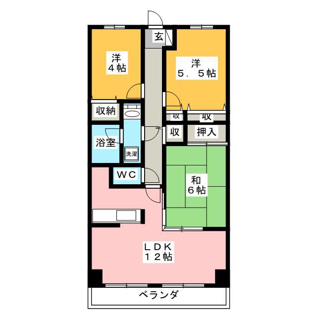 ベルデュール鷺沼(3LDK/2階)の間取り写真