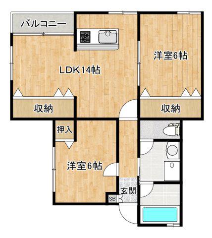エムおがわ(2LDK/1階)の間取り写真