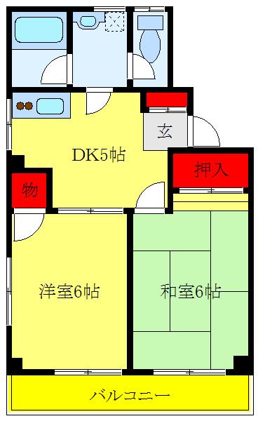 エースハイツ綾部(2DK/4階)の間取り写真