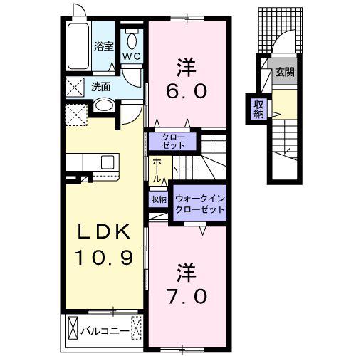 モンテ・レオーネ(2LDK/2階)の間取り写真