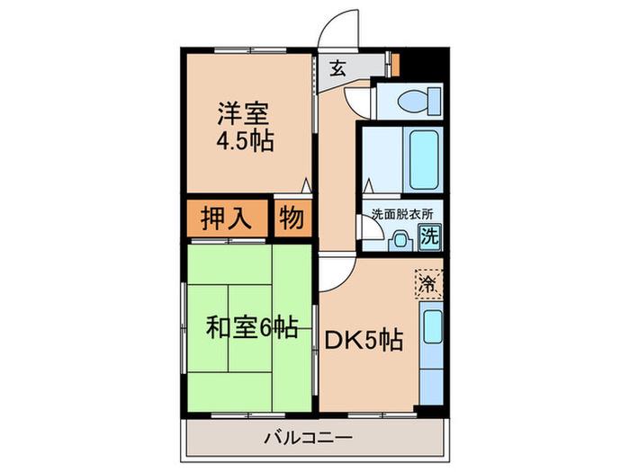 エスポワール塚越(2DK/3階)の間取り写真
