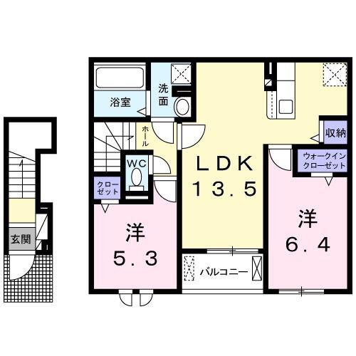 カーサ匠(2LDK/2階)の間取り写真