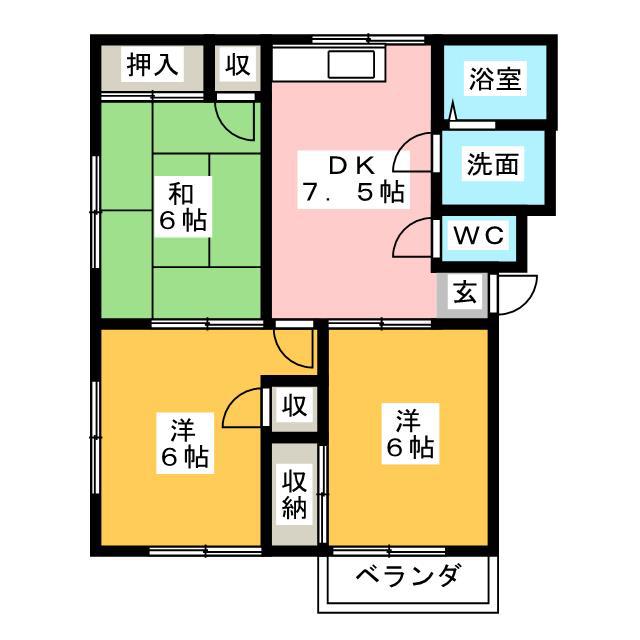 レスポワールHAYAMI(3DK/1階)の間取り写真