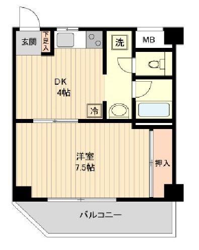 ドリームハイツ(1DK/5階)の間取り写真