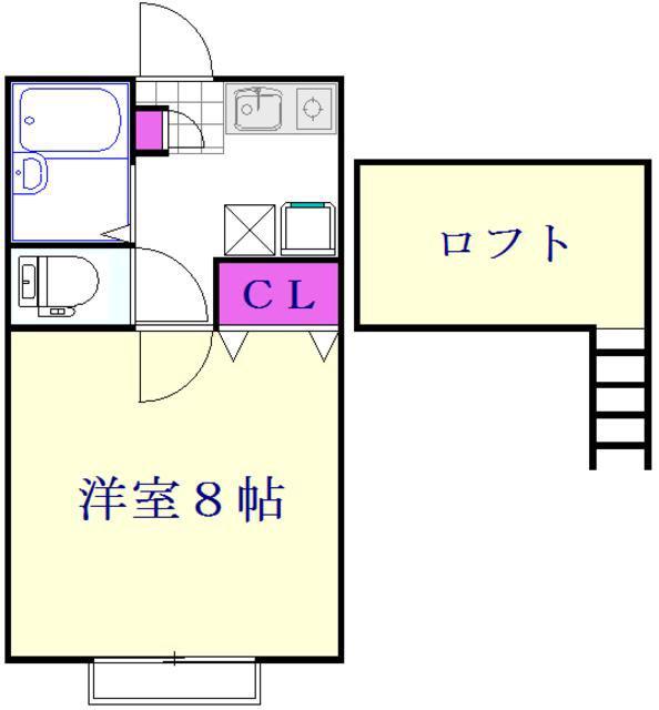 フィッリオ ドゥーエ(1K/2階)の間取り写真