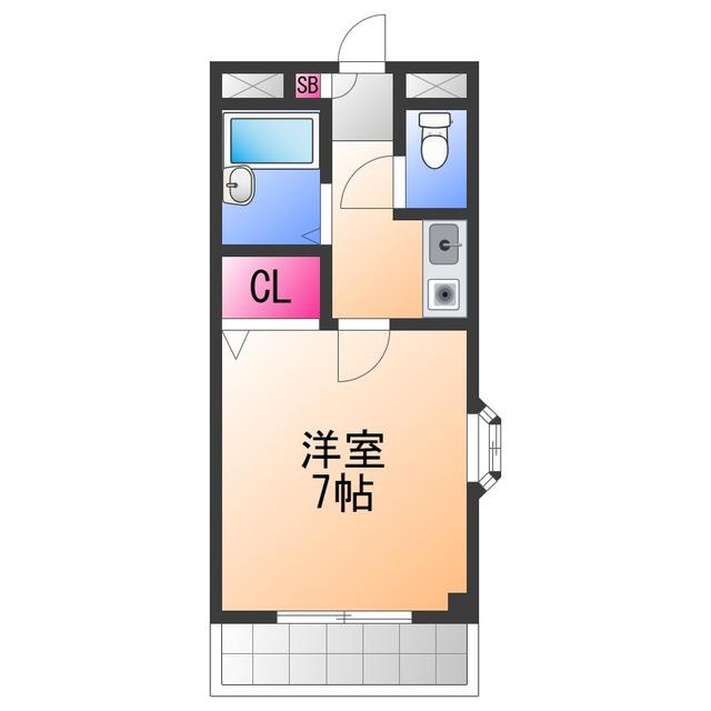 メゾンド二色浜(1K/2階)の間取り写真