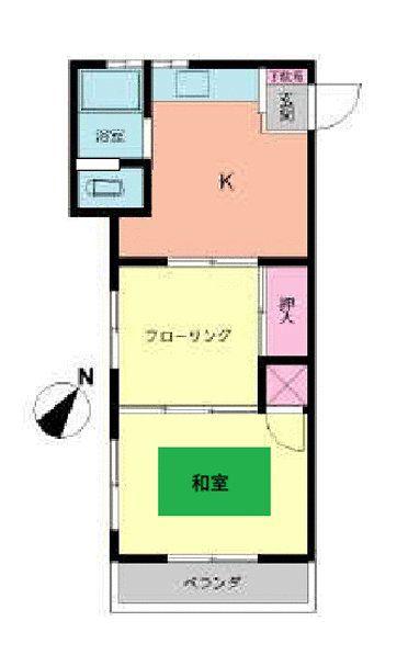 コーポ三恵(2K/2階)の間取り写真