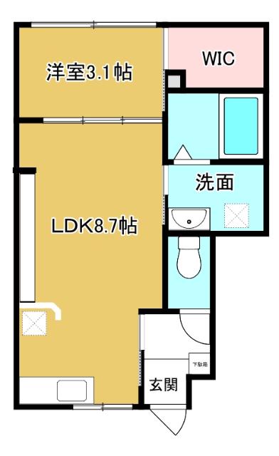 INTEGRAL凪(1LDK/1階)の間取り写真