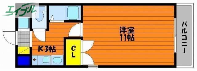 JP岡山医大東(1K/6階)の間取り写真