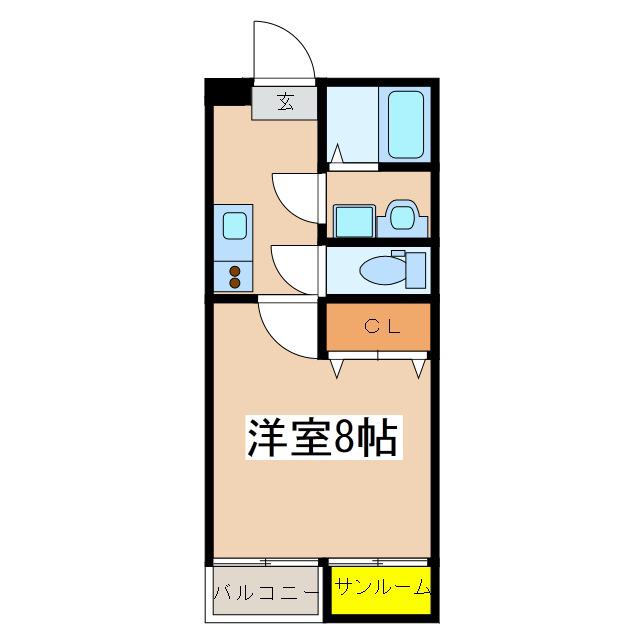 LECIEL笠之原(1K/2階)の間取り写真
