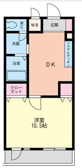 ワイエスセブンハイム(1DK/1階)の間取り写真