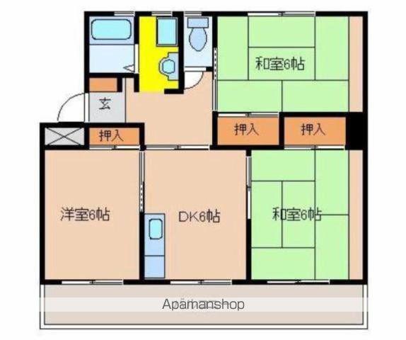大淀ハイツ(3DK/2階)の間取り写真