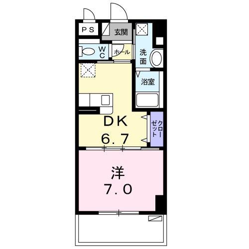 グランデュール マーサ(1DK/2階)の間取り写真