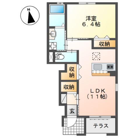 エスポワール(1LDK/1階)の間取り写真