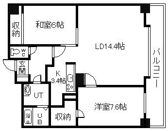 ロジェウインズ515(2LDK/8階)の間取り写真