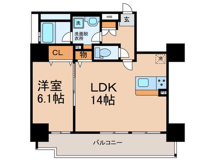 エルデ北堀江(1LDK/7階)の間取り写真