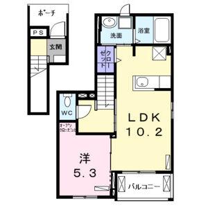 ブリッサ港西 I (1LDK/2階)の間取り写真
