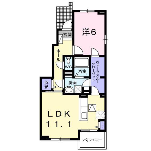 プレザント ハウス A(1LDK/1階)の間取り写真