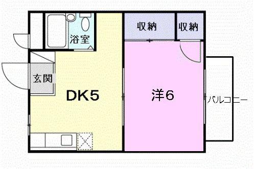 コスモハイツ(1DK/2階)の間取り写真