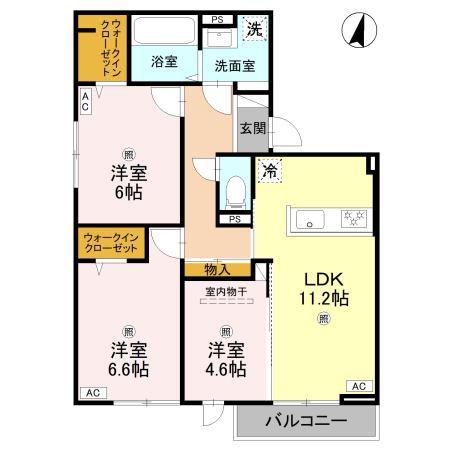 テラス・オルキデ宝来(3LDK/2階)の間取り写真