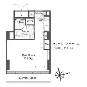 フロンティアレジデンスザタワー品川(ワンルーム/10階)の間取り写真