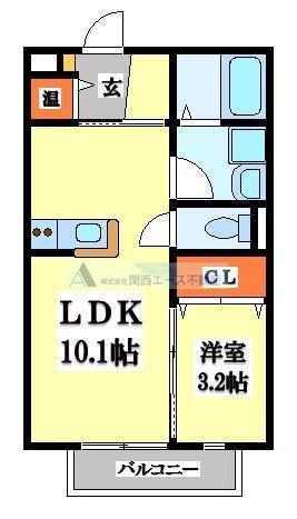KINZY COURTII(1LDK/2階)の間取り写真