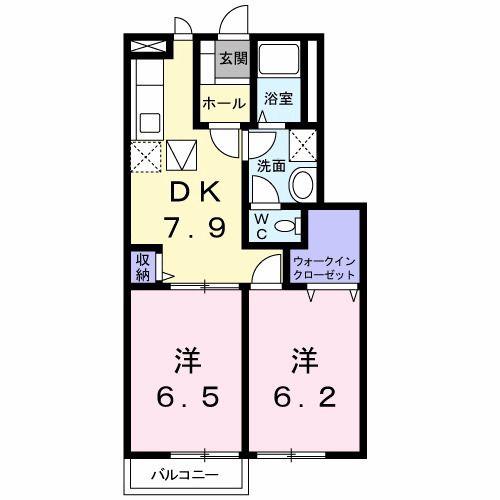 ステディールーツ(2DK/1階)の間取り写真