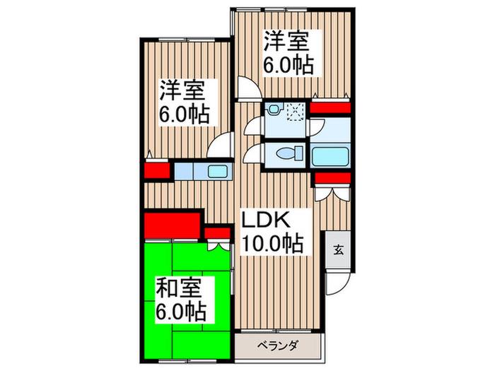 メゾン北越(3LDK/2階)の間取り写真