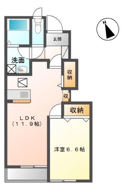 I.ROOMII(1LDK/1階)の間取り写真