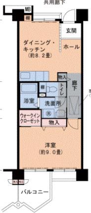 HAT神戸・灘の浜(1DK/7階)の間取り写真
