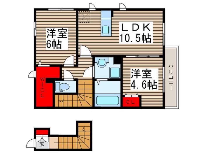 Kハウス(2LDK/2階)の間取り写真