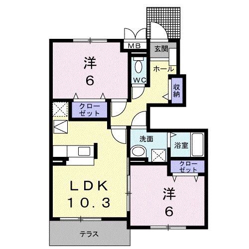 アンソリューム(2LDK/1階)の間取り写真