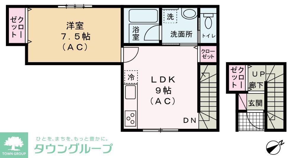 エスワンハイツ古淵(1LDK/2階)の間取り写真