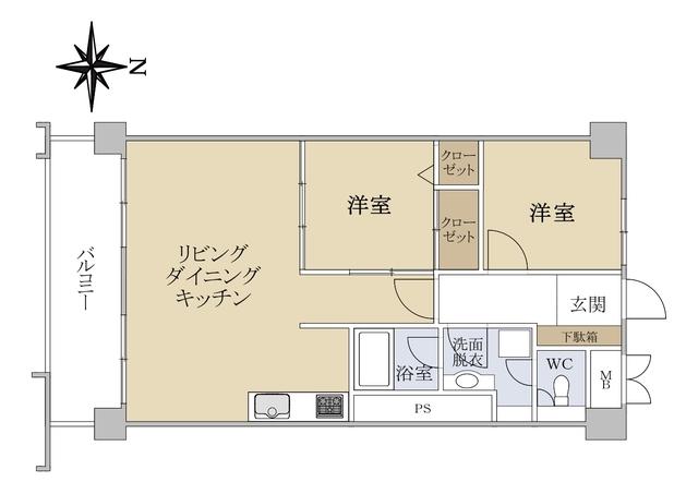 オアシスマンションプレジデント光が丘(2LDK/7階)の間取り写真